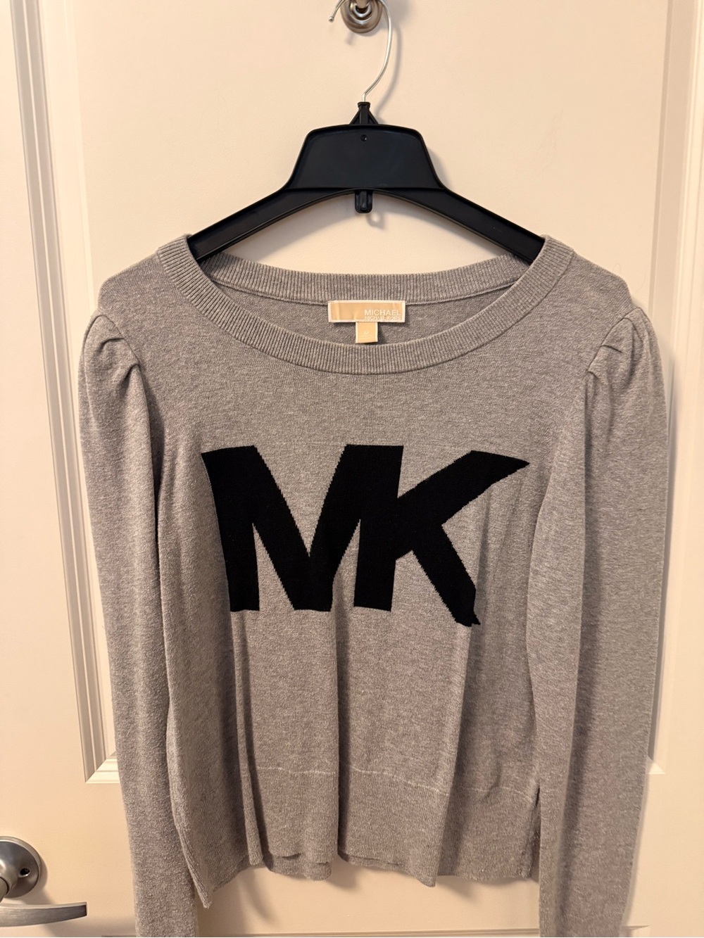 MICHAEL Michael Kors Gray Crewneck Sweater with Black MK Logo